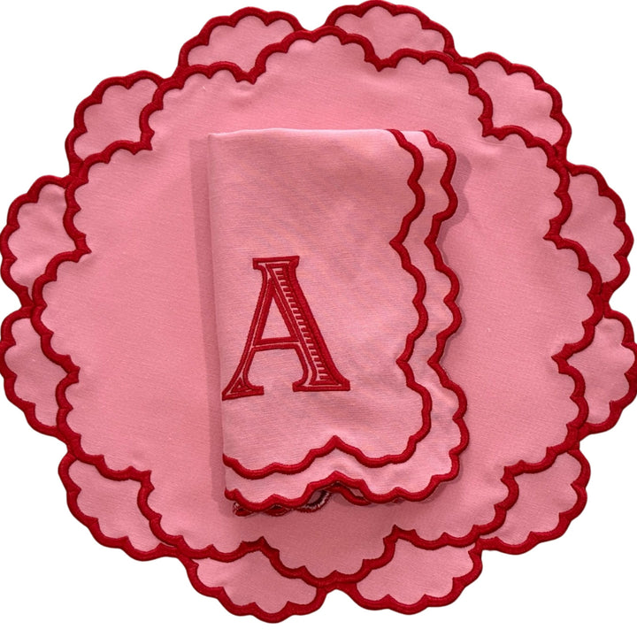CRESSIDA PINK ROUND FABRIC PLACEMAT & NAPKIN SET (Set Of 4)