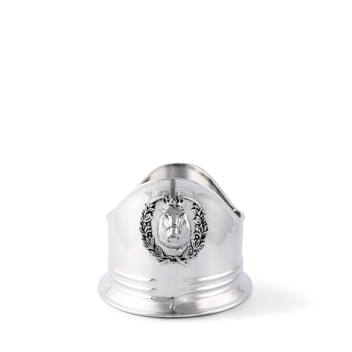 Elegant Equestrian Manor Silverware Caddy in lustrous aluminum with horse emblem, perfect for refined dining settings.