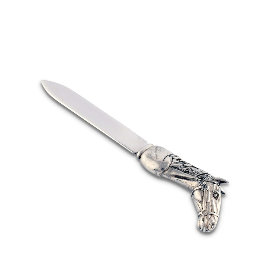 Equestrian Horse Head Letter Opener made of pewter and stainless steel for a refined and elegant desk accessory.