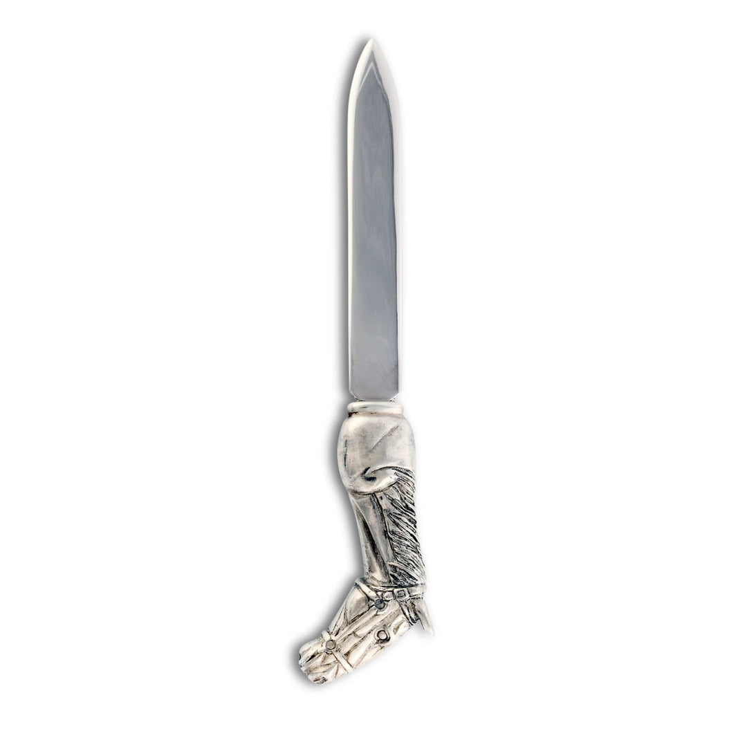 Equestrian Horse Head Letter Opener in pewter and stainless steel, elegant design for refined desk accessory.