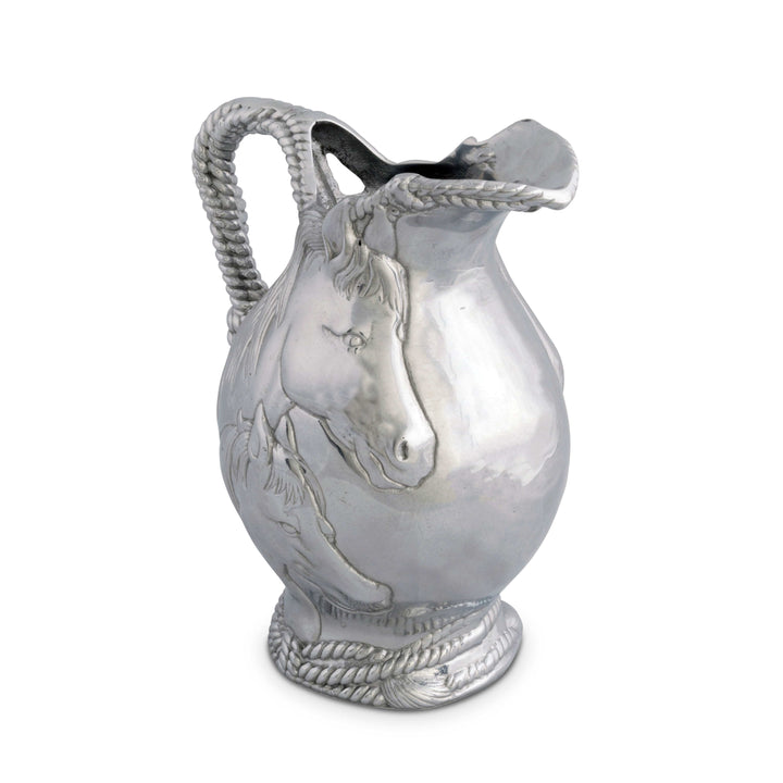 Silver Equestrian Horse and Rope Pitcher with sculpted mare and foal relief celebrating heritage and Western style.