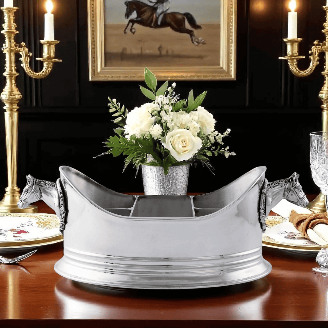Equestrian Manor Silverware Caddy on elegant dining table