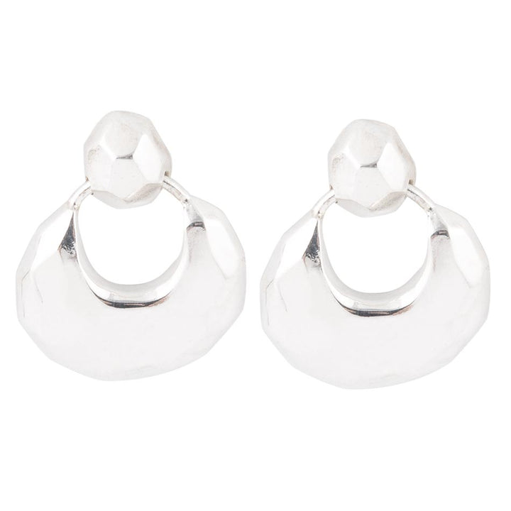 Faceted Sterling Silver Doorknocker Post Earrings