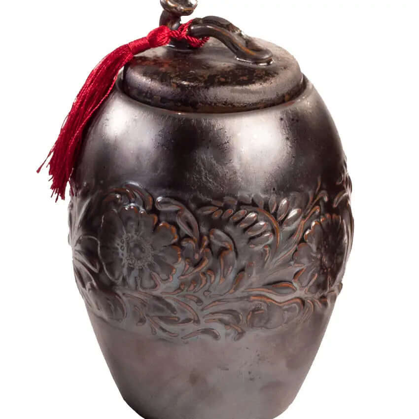 Dark Brown Ceramic Storage Canister with Brown Tassel