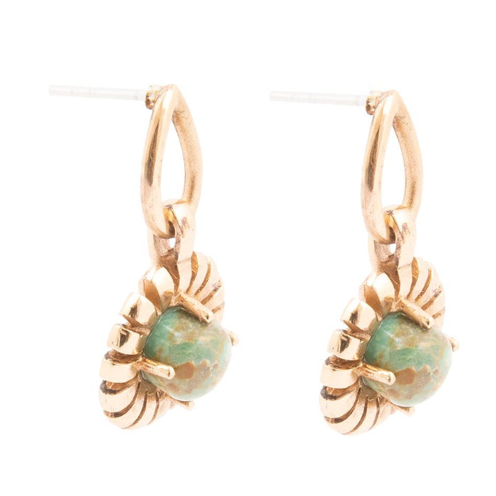 Fluted Blue Turquoise Drop Post Earrings