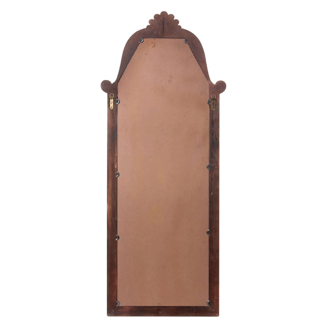Back view of French Country Carved Wood Floor Mirror with detailed craftsmanship and rustic finish.