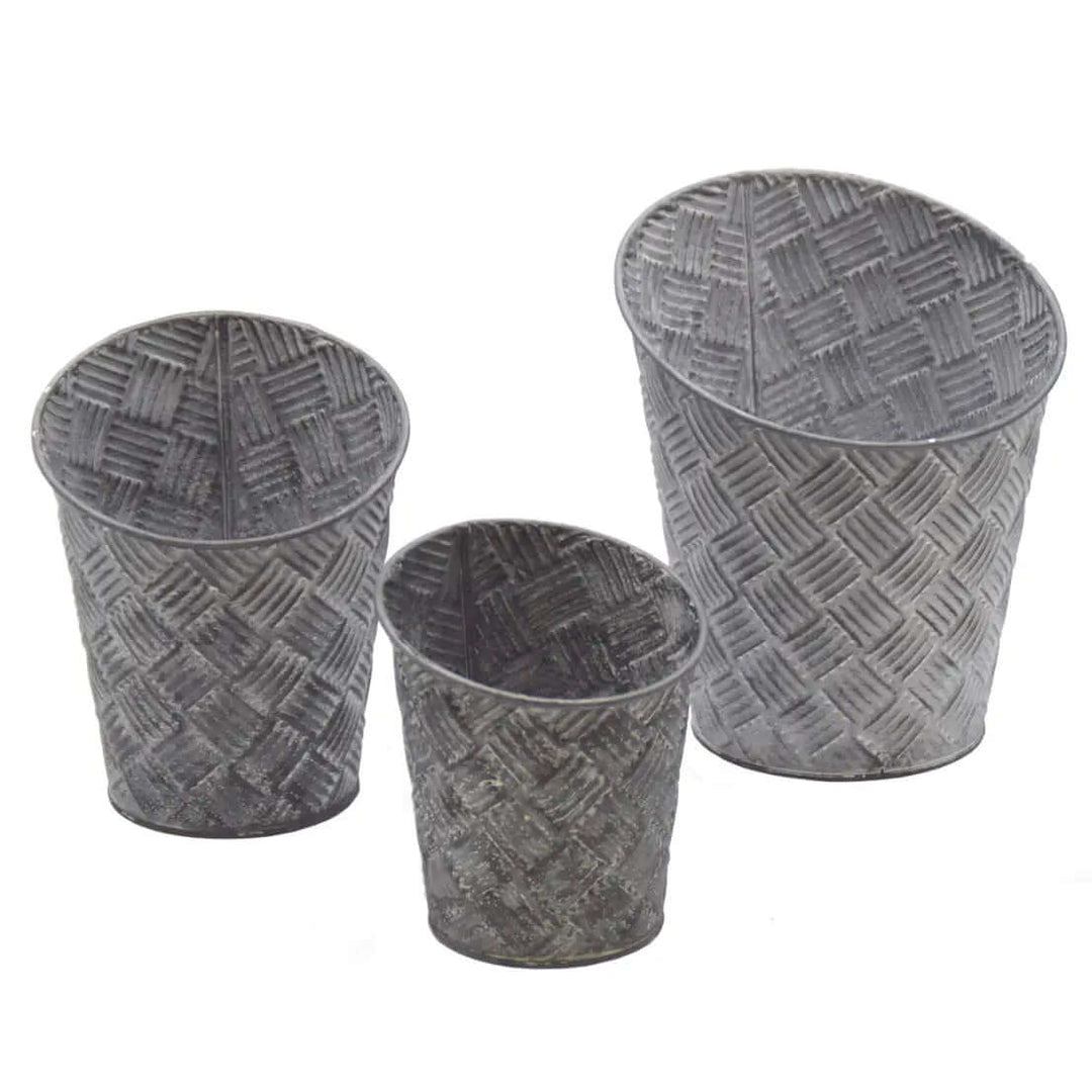 Round Basketweave Planters