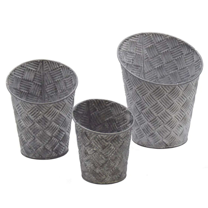 Round Basketweave Planters