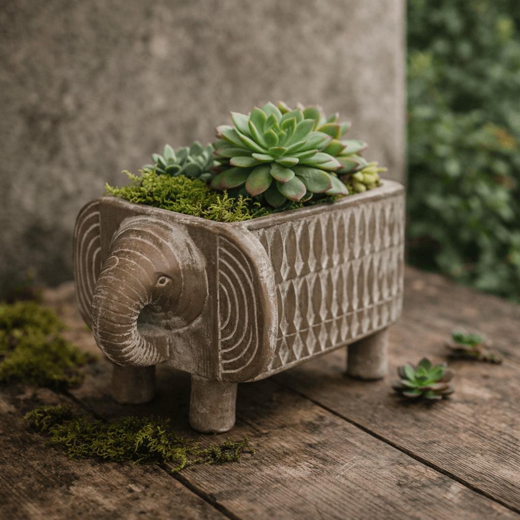 RESIN ELEPHANT PLANTER