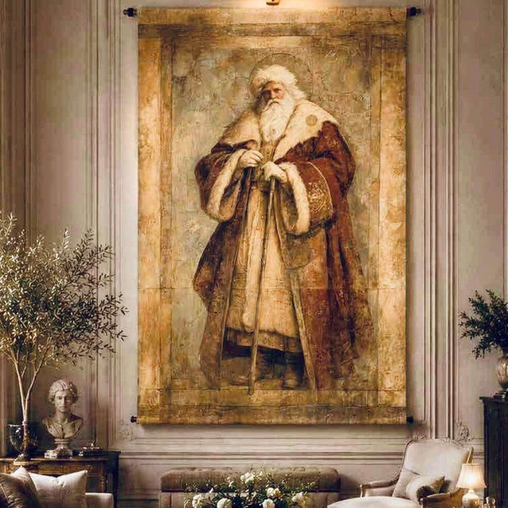Oversized Old World Santa Canvas Wall Scroll