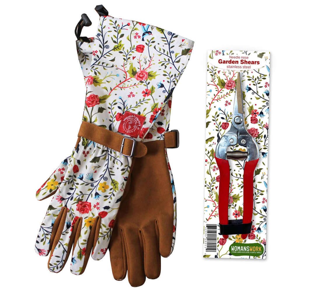 Long-Cuff Gardening Gloves & Pruning Shears Gift Set