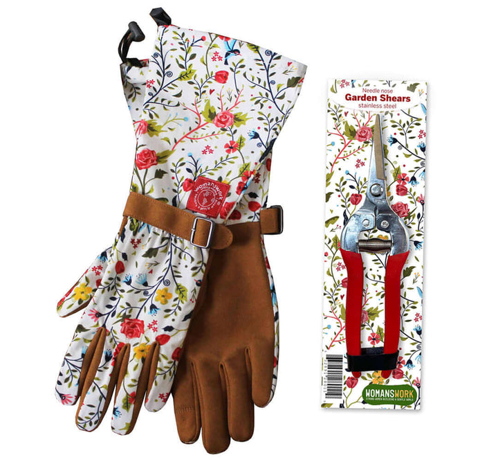Long-Cuff Gardening Gloves & Pruning Shears Gift Set