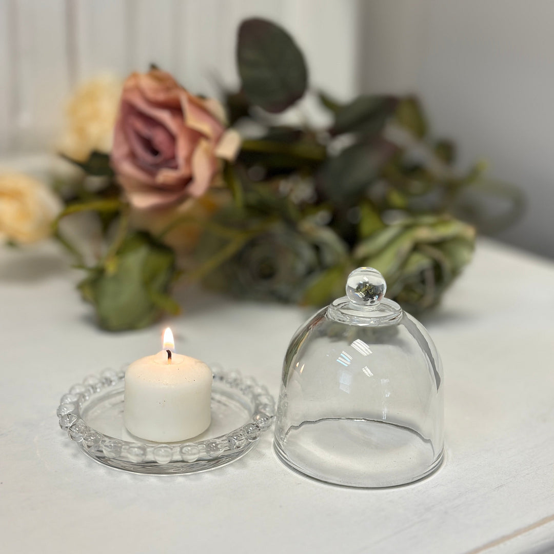Compact Glass Display Cloche with Base over a small keepsake
