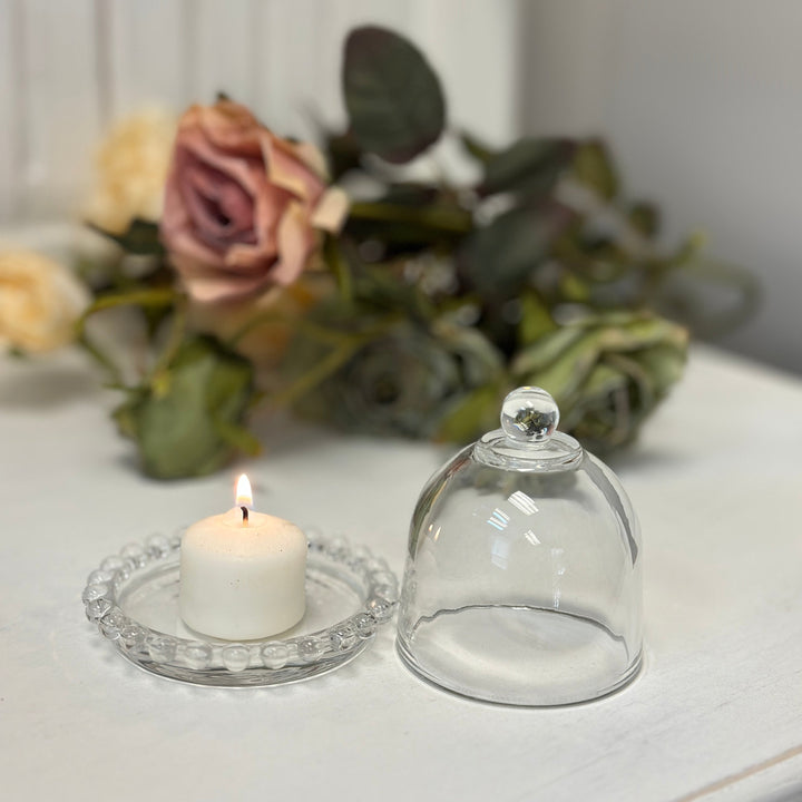 Compact Glass Display Cloche with Base over a small keepsake