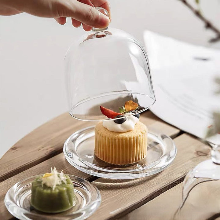 Glass Display Cloche with Base covering a tea light