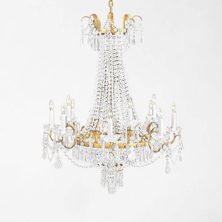 Antique-Style Italian Gold and Crystal Empire Chandelier