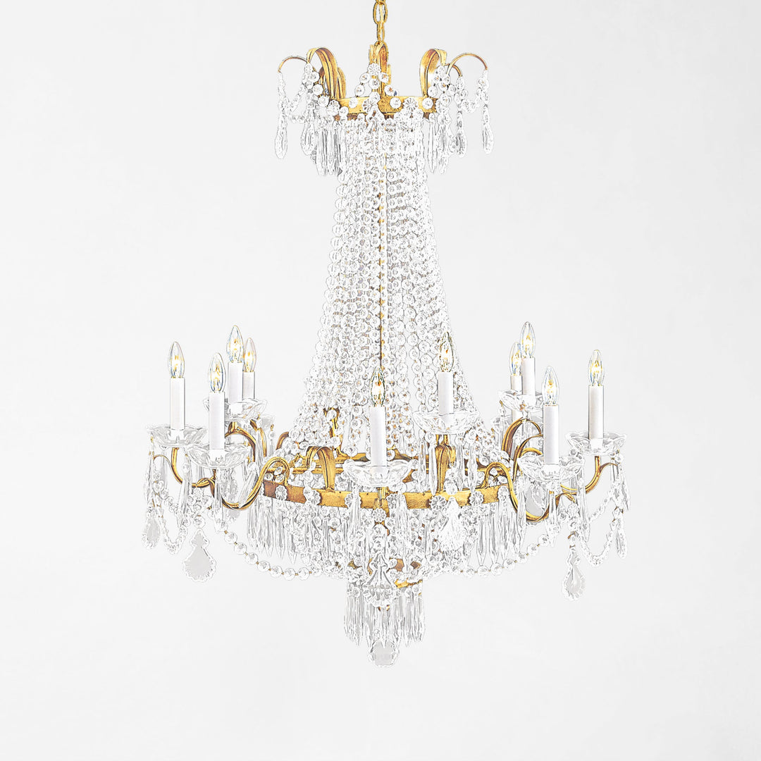 Antique Gold and Crystal Empire Chandelier