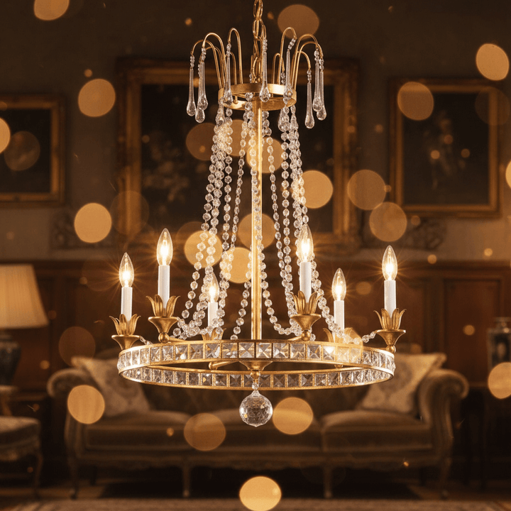 Vintage Glamour Gold and Crystal Chandelier