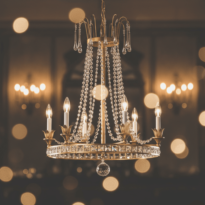 Vintage Glamour Gold and Crystal Chandelier