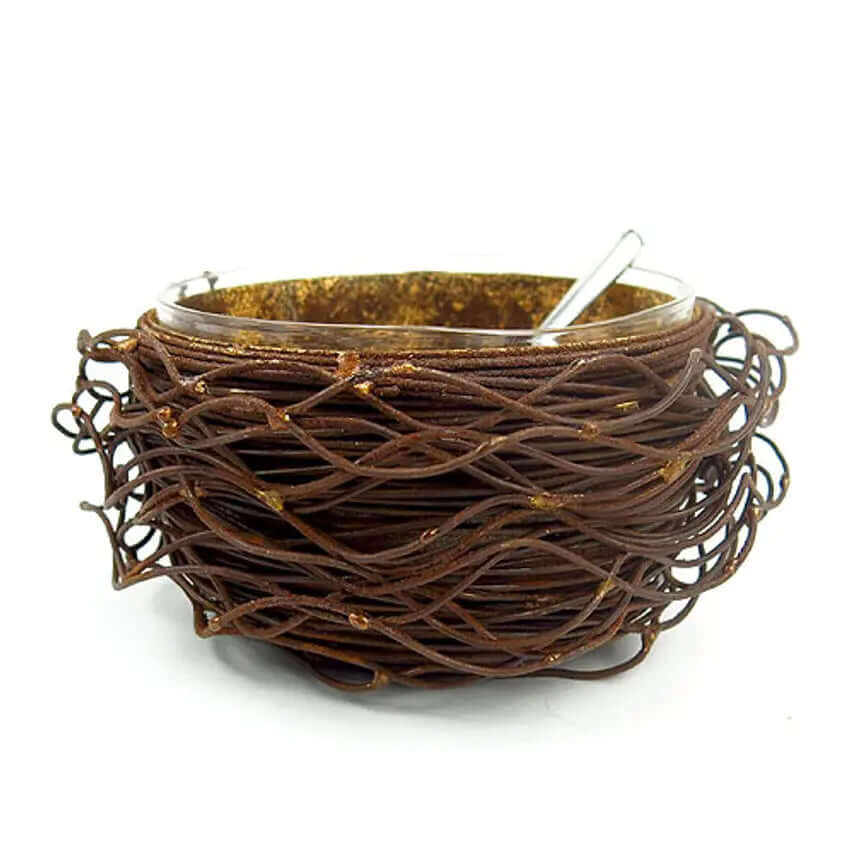 Gold Leafed Metal Birds Nest