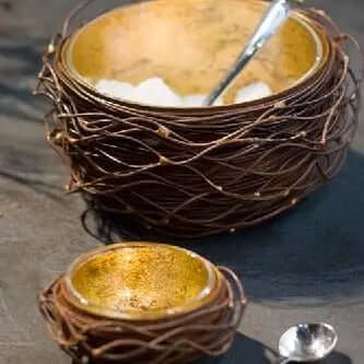 Gold Leafed Metal Birds Nest