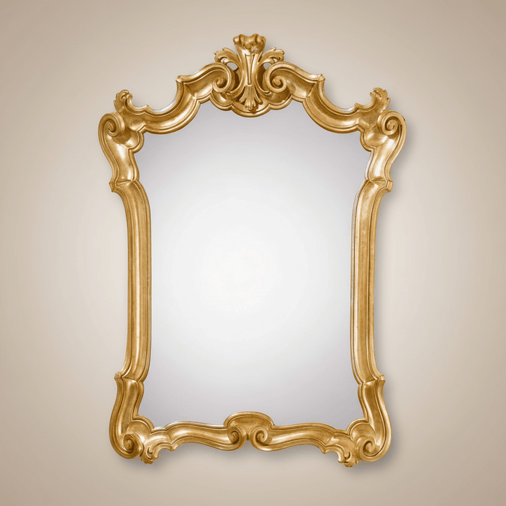 Vintage Italian Baroque Carved Wood Gold Mirror with ornate frame