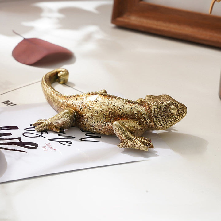 Gold-Tone Lizard Wall Accent and Tabletop Figurine viewed from the right