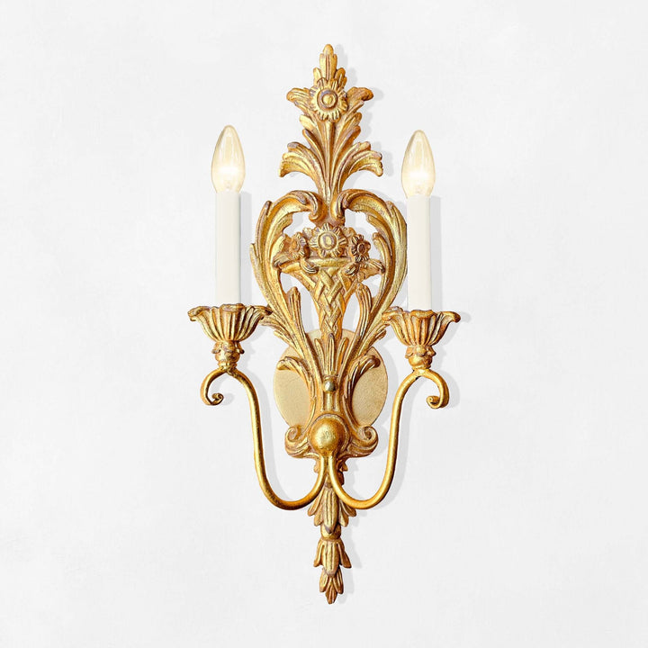 Handcrafted Italian Rococo Gold Leaf Wall Sconce