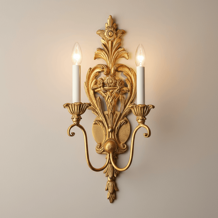 Handcrafted Italian Rococo Gold Leaf Wall Sconce
