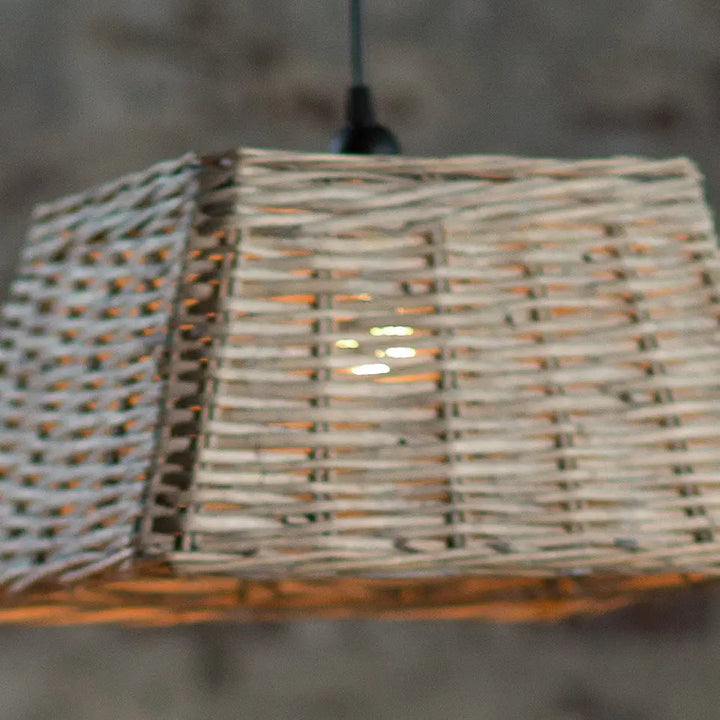 Close view of a suspended gray-wash willow shade