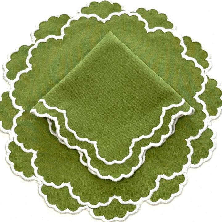 CRESSIDA GREEN ROUND FABRIC PLACEMAT & NAPKIN SET (Set Of 4)