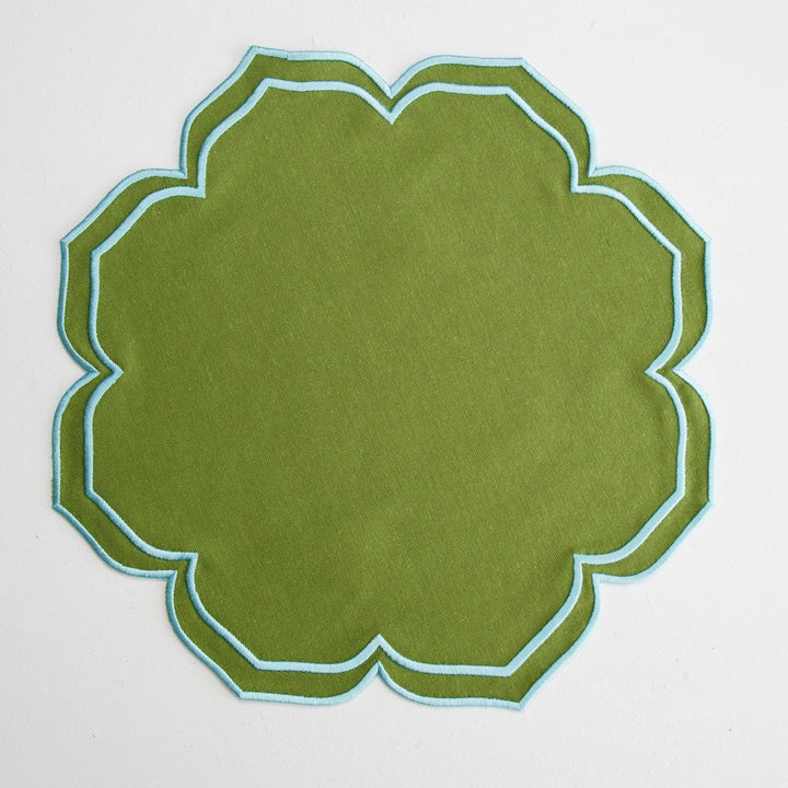 LUMERA GREEN ROUND FABRIC PLACEMAT (Set Of 4)