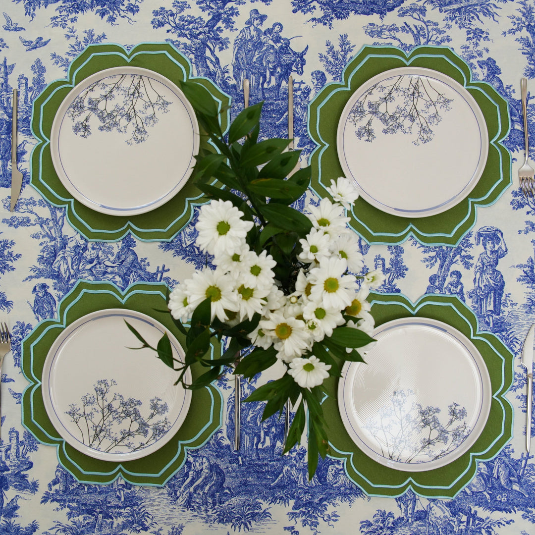 LUMERA GREEN ROUND FABRIC PLACEMAT (Set Of 4)