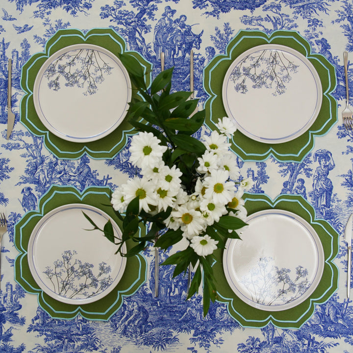 LUMERA GREEN ROUND FABRIC PLACEMAT (Set Of 4)