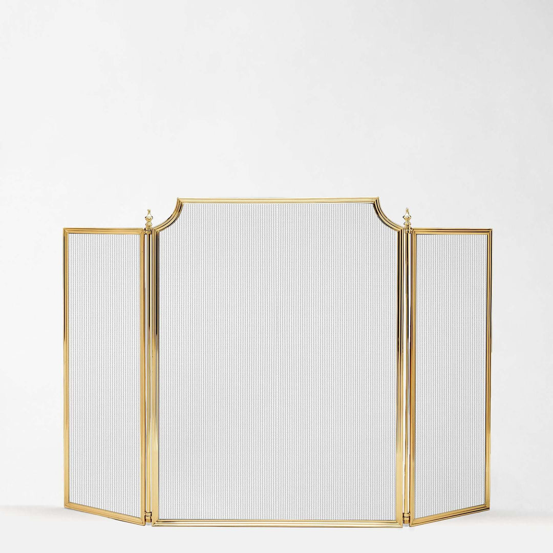 Handcrafted Italian Brass Fireplace Screen with elegant design showcasing Italian metalwork and vintage glamour.