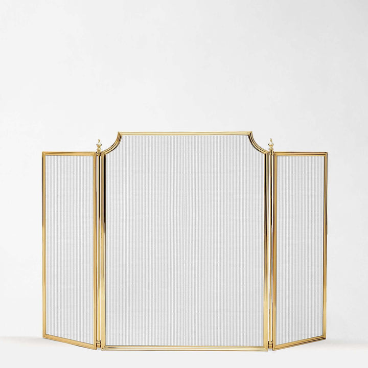 Handcrafted Italian Brass Fireplace Screen with elegant design showcasing Italian metalwork and vintage glamour.