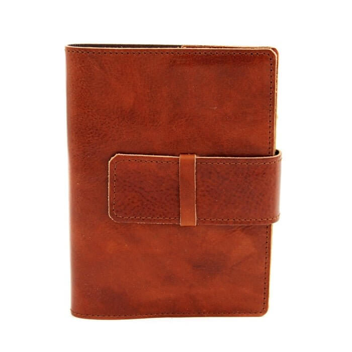 Handcrafted Italian Calfskin Leather Journal made in Rome, Italy with genuine calfskin and traditional stitching, perfect for writing.