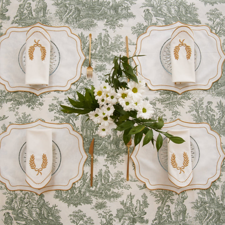 LUNA IVORY GOLD TRIM PLACEMAT & NAPKIN SET (Set Of 4)