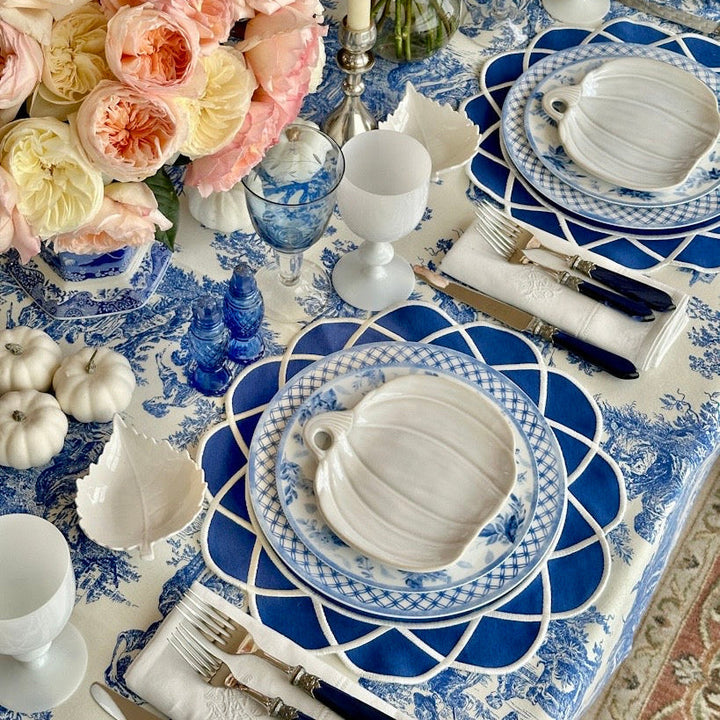 GATHER NAVY BLUE ROUND FABRIC PLACEMAT (Set Of 4)