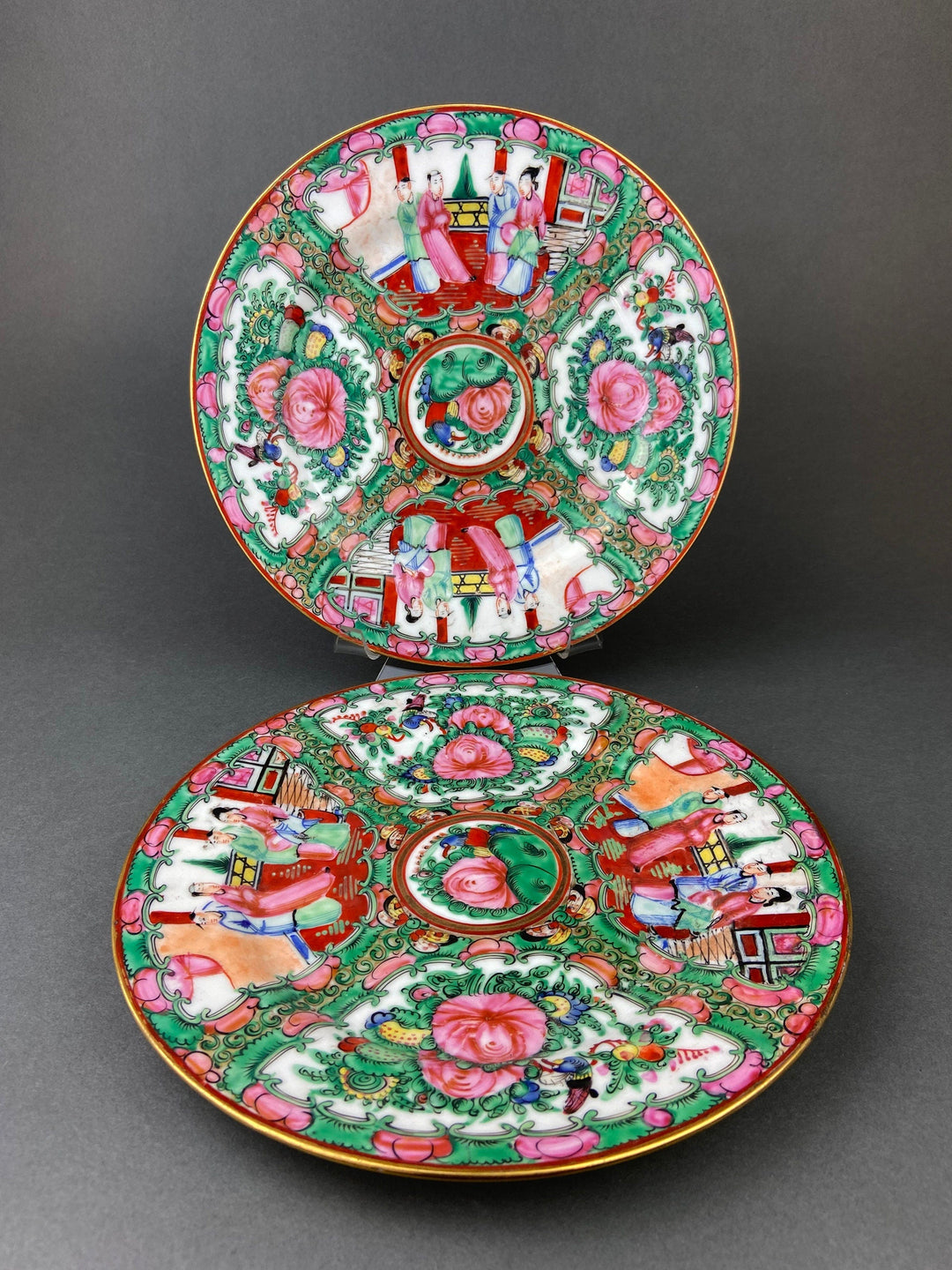Handpainted Koi Fish Platter: Japanese Collectible Art Plate, 16" featuring vibrant Koi fish, floral motifs and traditional Asian art.