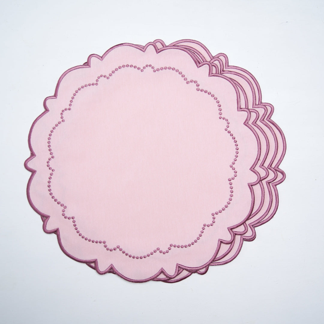 HARMONY LIGHT PINK ROUND FABRIC PLACEMAT (Set Of 4)