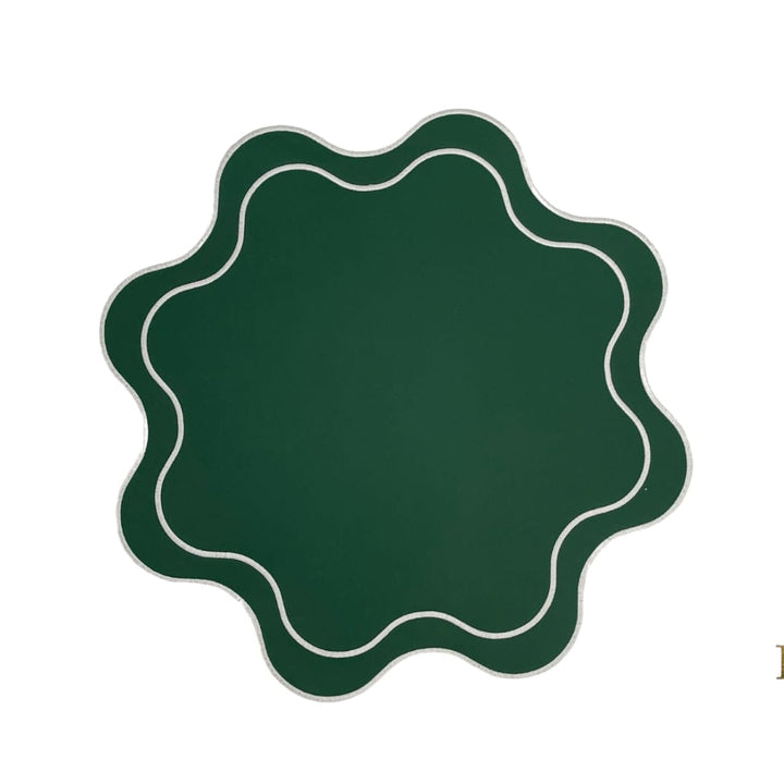 HAVEN GREEN WAVY EDGE FAUX LEATHER PLACEMAT (Set Of 4)