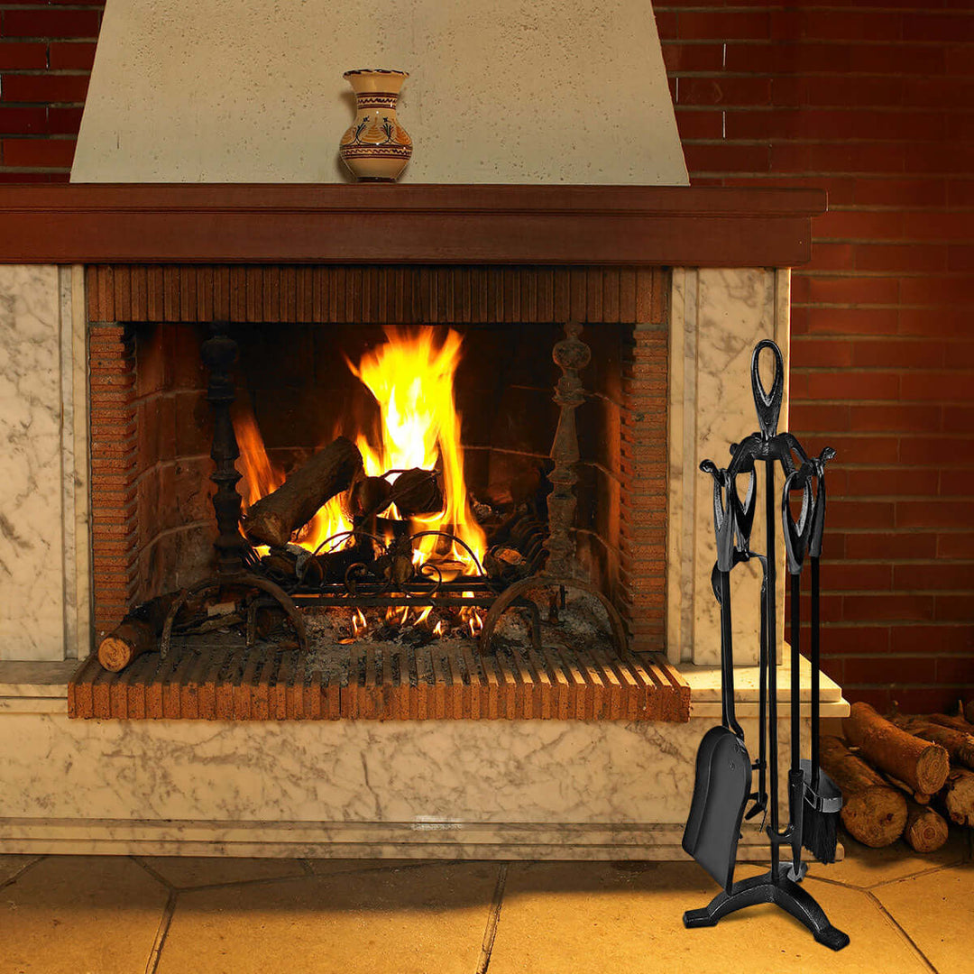 Wrought Iron Fireplace Tool Set with Loop Handles
