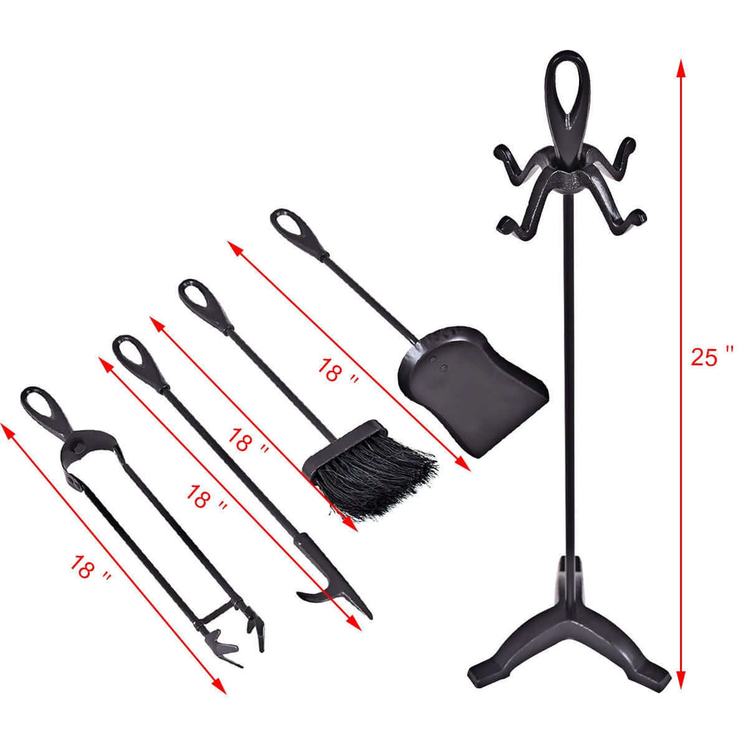 Wrought Iron Fireplace Tool Set with Loop Handles