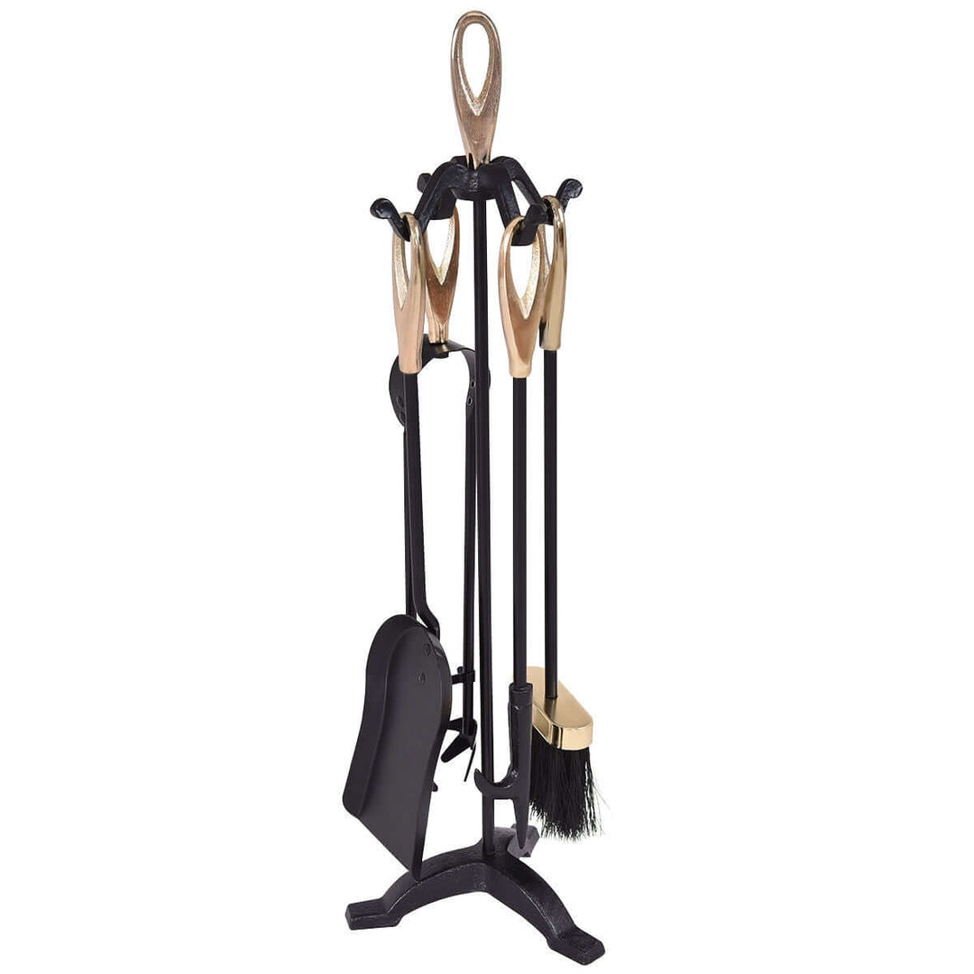 Wrought Iron Fireplace Tool Set with Loop Handles