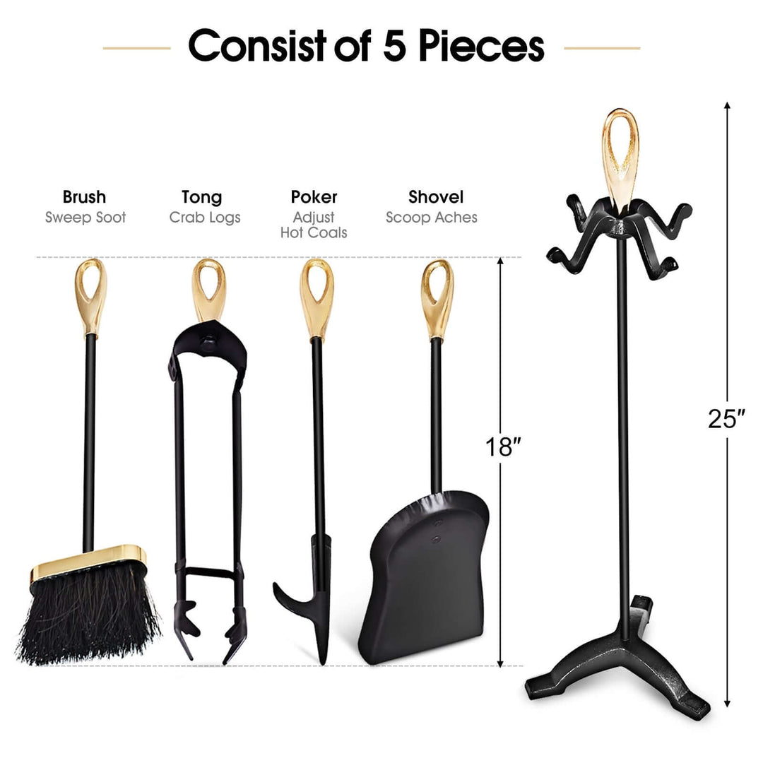 Wrought Iron Fireplace Tool Set with Loop Handles