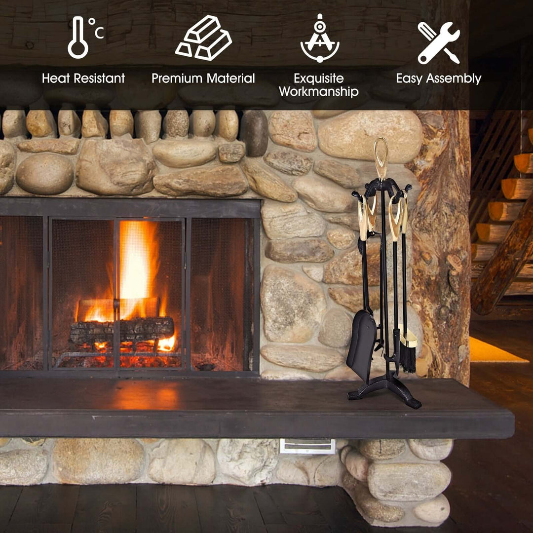 Wrought Iron Fireplace Tool Set with Loop Handles