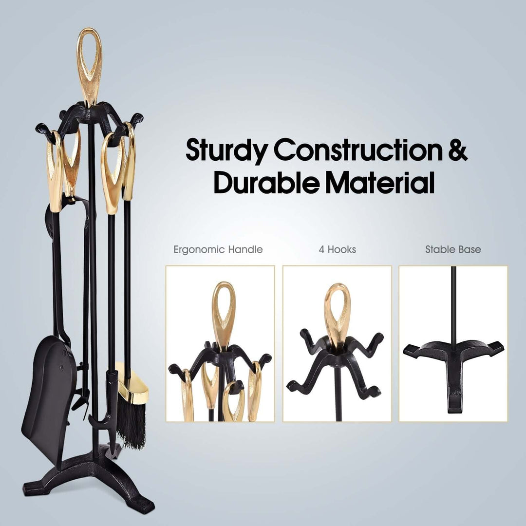 Wrought Iron Fireplace Tool Set with Loop Handles
