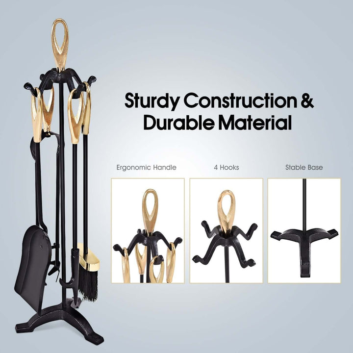 Wrought Iron Fireplace Tool Set with Loop Handles