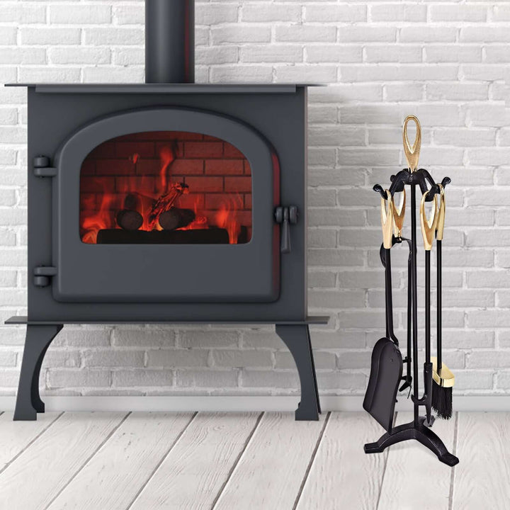 Wrought Iron Fireplace Tool Set with Loop Handles